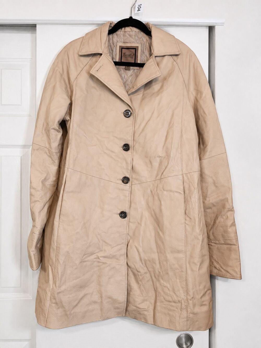 Vintage Leather Cream Excelled Trench Coat L